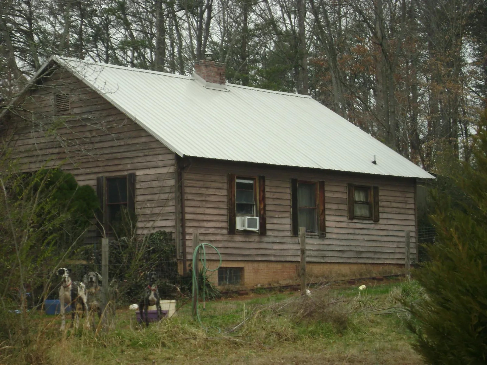 White metal roof on an old wood sided farmhouse, from a Asphalt Shingle Roof Repair job in Cross Plains